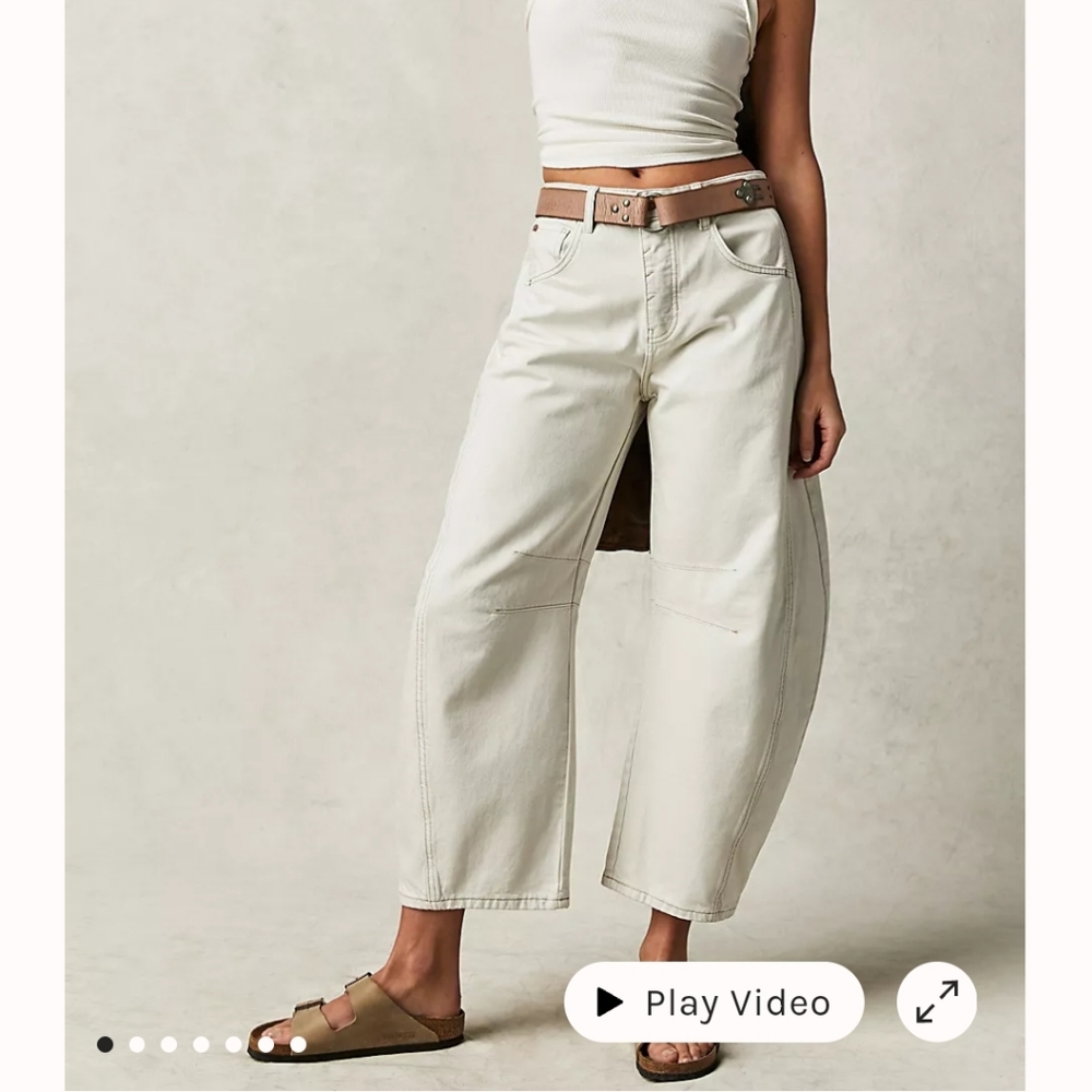 Free People Lucky You Mid- Rise Barrel Jeans